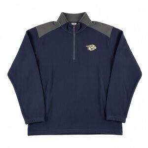 NHL Nashville Predators Navy and Gray Quarter Zip-Up Fleece Jacket Men’s XL